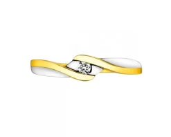 Pierścionek z żółtego złota z brylantem - 0,04 ct - próba 375