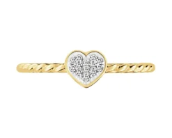 Pierścionek z żółtego złota z diamentami - serce - 0,04 ct - próba 375