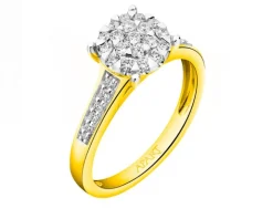 Pierścionek z żółtego złota z brylantami - 0,39 ct - próba 585