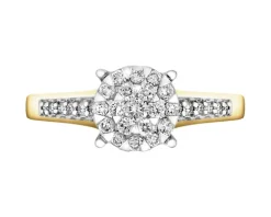 Pierścionek z żółtego złota z brylantami - 0,39 ct - próba 585