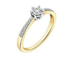 Pierścionek z żółtego złota z brylantami - 0,25 ct - próba 585