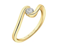 Pierścionek z żółtego złota z brylantem - 0,23 ct - próba 750