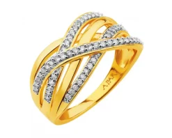 Pierścionek z żółtego złota z brylantami - 0,25 ct - próba 585