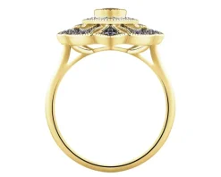 Pierścionek z żółtego złota z diamentami i szafirami - próba 585
