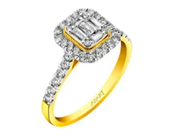 Pierścionek z żółtego złota z diamentami - 0,50 ct - próba 585