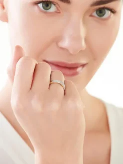 Pierścionek z żółtego złota z diamentami - 0,32 ct - próba 585