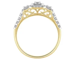 Pierścionek z żółtego złota z diamentami - 0,50 ct - próba 585