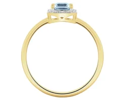 Pierścionek z żółtego złota z diamentami i topazem Sky Blue - próba 585