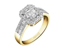 Pierścionek z żółtego złota z diamentami - 0,74 ct - próba 585