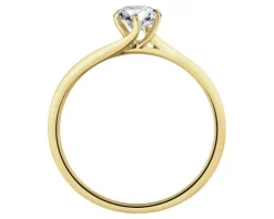 Pierścionek z żółtego złota z brylantem laboratoryjnym - 0,26 ct - próba 585