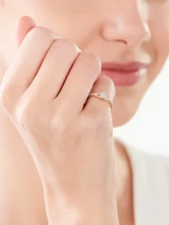 Pierścionek z żółtego złota z diamentami - 0,12 ct - próba 585