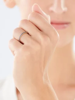 Pierścionek z żółtego złota z diamentem i szafirami syntetycznymi - próba 375