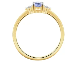 Pierścionek z żółtego złota z brylantami i tanzanitem - próba 585