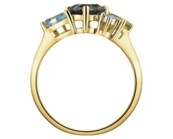 Pierścionek z żółtego złota z diamentami i kamieniami ozdobnymi - próba 375