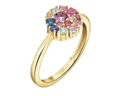 Pierścionek z żółtego złota z diamentami, kamieniami szlachetnymi i ozdobnymi - próba 585