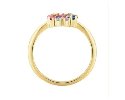 Pierścionek z żółtego złota z diamentami, kamieniami szlachetnymi i ozdobnymi - próba 585