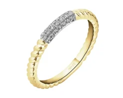 Pierścionek z żółtego złota z diamentami - 0,10 ct - próba 585