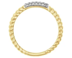 Pierścionek z żółtego złota z diamentami - 0,10 ct - próba 585