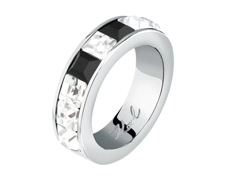 Pierścionek ze stali szlachetnej z cyrkoniami - Karl Lagerfeld