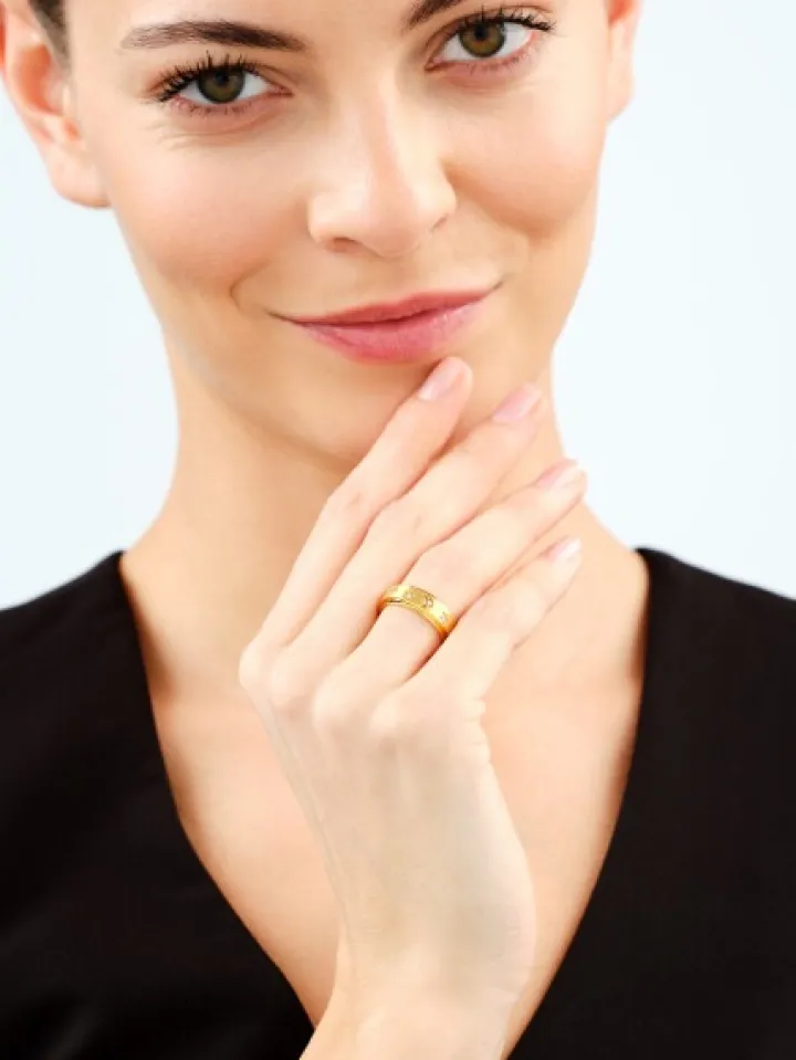 Pierścionek ze stali szlachetnej z cyrkoniami - gwiazdy, Księżyc