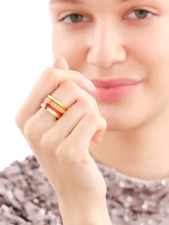 Pierścionek ze stali szlachetnej z emalią