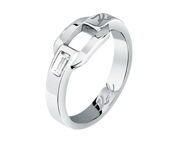 Pierścionek ze stali szlachetnej z cyrkoniami - Karl Lagerfeld