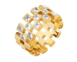 Pierścionek ze stali szlachetnej z cyrkoniami