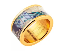Pierścionek ze stali szlachetnej z emalią