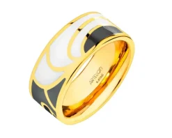 Pierścionek ze stali szlachetnej z emalią