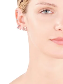 Pojedynczy kolczyk srebrny z cyrkoniami - serce