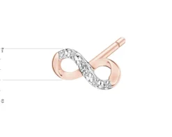 Pojedynczy kolczyk z różowego złota z diamentem - nieskończoność - 0,003 ct - próba 375