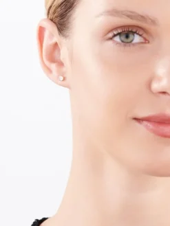 Pojedynczy kolczyk z żółtego i białego złota z diamentem - 0,01 ct - próba 375