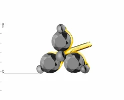 Pojedynczy kolczyk z żółtego złota z czarnymi brylantami - 0,09 ct - próba 375