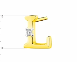 Pojedynczy kolczyk z żółtego złota z diamentem - litera L - 0,004 ct - próba 375