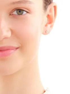 Pojedynczy kolczyk z żółtego i białego złota z brylantem do piercingu - 0,01 ct - próba 375