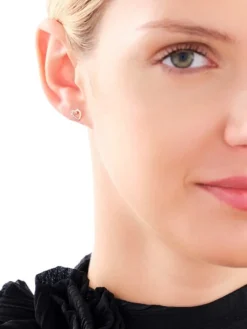 Pojedynczy kolczyk z żółtego złota z diamentem - serce - 0,003 ct - próba 375