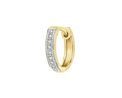 Pojedynczy kolczyk z żółtego złota z diamentami - koło - 0,02 ct - próba 585