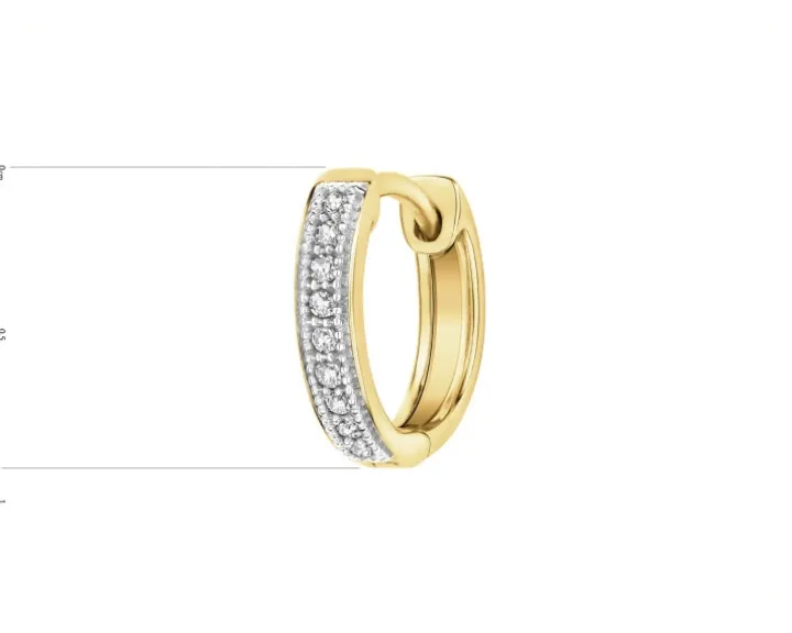 Pojedynczy kolczyk z żółtego złota z diamentami - koło - 0,02 ct - próba 585