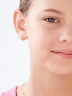 Pojedynczy kolczyk z żółtego złota z diamentami - koło - 0,02 ct - próba 585