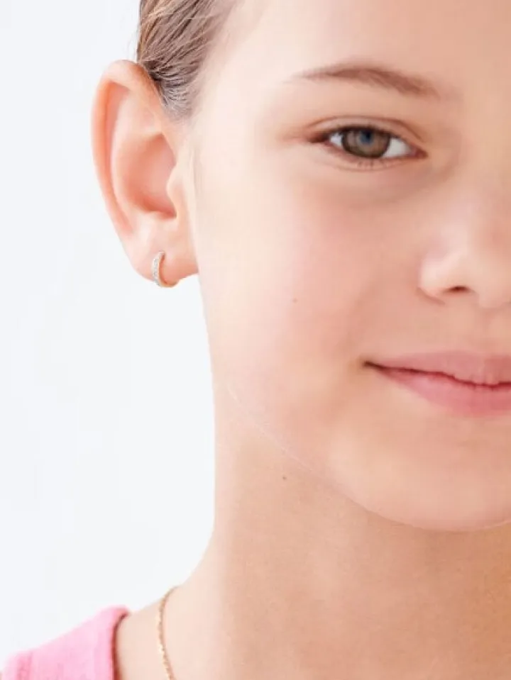 Pojedynczy kolczyk z żółtego złota z diamentami - koło - 0,02 ct - próba 585