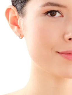 Pojedynczy kolczyk z żółtego złota z diamentami - koło - 0,02 ct - próba 585