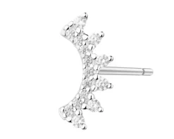 Pojedynczy srebrny kolczyk z cyrkoniami