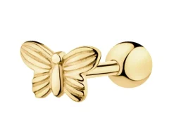 Pojedynczy złoty kolczyk do piercingu - motyl