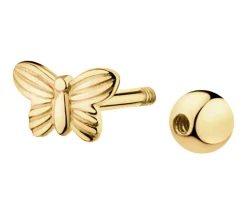 Pojedynczy złoty kolczyk do piercingu - motyl