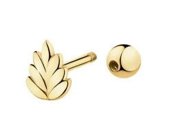 Pojedynczy złoty kolczyk do piercingu - liść