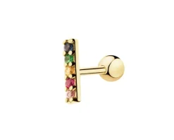 Pojedynczy złoty kolczyk z cyrkoniami do piercingu