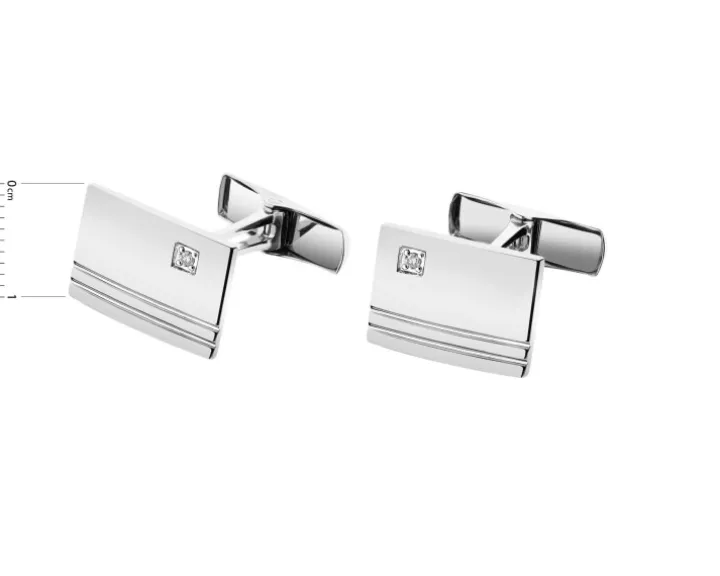 Spinki do mankietów z białego złota z brylantami - 0,02 ct - próba 585