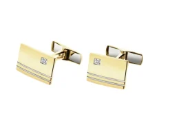 Spinki do mankietów z żółtego złota z brylantami - 0,02 ct - próba 585