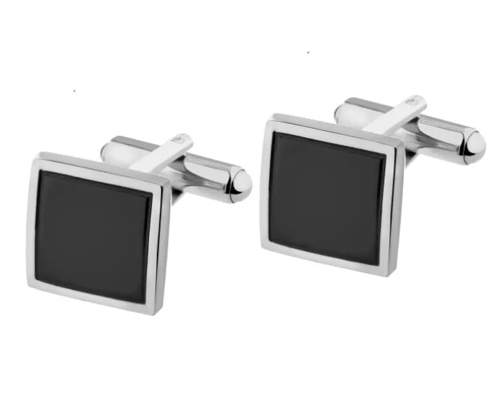 Spinki do mankietów ze stali szlachetnej z emalią