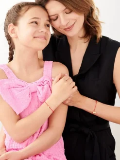 Srebrne bransoletki dla mamy i córki - komplet - serca